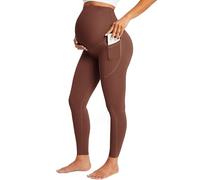 BAYDI Maternity Leggings Over Bump with Pockets Workout Belly Support Stretchy Soft Pregnancy Pants Activewear Pajama Coffee
