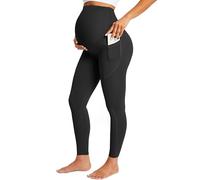 BAYDI Maternity Leggings Over Bump with Pockets Workout Belly Support Stretchy Soft Pregnancy Pants Activewear Pajama Black