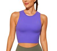 BAYDI Sports Bra Removable Padded Crop Tops High Neck Tank Tops with Built in Bra Longline Yoga Workout Top