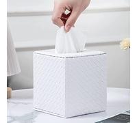 Baydie Home Tissue Box Cover - Square, White Tissue Holder for Bathroom Accessories