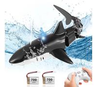 Bayehngs Remote Control Shark Toy for Boys & Girls, High Simulation RC Boat with Light & Spray Water, Gift for 6+ Year Olds, Black
