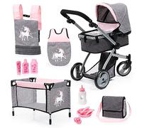 Bayer Doll Pram City Star Mega Set with, Travel Bed, Shoulder Bag & Accessories