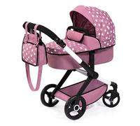 Bayer Baby Dolls Pram XEO, Convertible Doll Pushchair, 46cm Dolls | Foldable Stroller with Carrycot & Changing Bag, Adjustable Handle Height for Girls, Tall Doll Pram for 6, 7, 3-5 Years