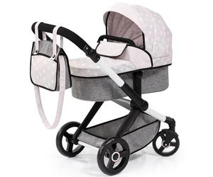 Bayer Baby Dolls Pram XEO, Convertible Doll Pushchair, 46cm Dolls | Foldable Stroller with Carrycot & Changing Bag, Adjustable Handle Height for Girls, Tall Doll Pram for 6, 7, 3-5 Years