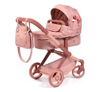 Bayer Baby Dolls Pram XEO - Convertible Doll Pushchair, Carrycot & Changing Bag - Stroller with Adjustable Handle Height for Girls, Tall Dolls Pram for 6+, 3-5 Year Olds - Floral Pink
