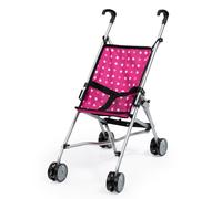 Bayer: Buggy Umbrella Stroller - Hot Pink & White Polka Dots - Accessory for Dolls Up to 18"""" Foldable Design Seat Belt Kids Toy Age 3+
