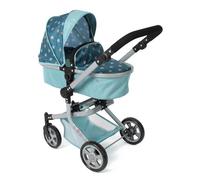 Bayer Chic 2000® 2-in-1 Mika Doll Pram - Star Turquoise - Foldable - Height-adjustable Handle 47-80 cm - Modern Frame - Dolls up to 52 cm - 4-8 Years