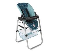 Bayer Chic 2000 Doll High Chair - Turquoise Stars - Adjustable & Foldable - Back Carrier & Luggage Net - Dolls up to 50 cm - Doll Accessories 3-8 Years