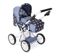 Bayer Chic 2000 Leni Doll Stroller, 2-in-1 Combination Stroller with Removable Carry Bag, Pushchair for Dolls up to 46 cm, Stars Navy Blue, 64 x 37 x 68 cm