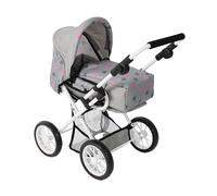 Bayer Chic 2000 Leni Doll's Pram | 3-in-1 Combi Buggy Stars Grey | Elegant 3-in-1 combination doll's pram in a timeless star look. With soft carry bag, adjustable handle & tested for harmful