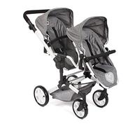 Bayer Chic 2000 - Linus Duo Doll's Pram, Twin Doll's Pram for Children from 4 to 8 Years, Jeans Grey, 690-76