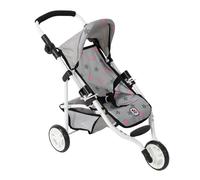 Bayer Chic 2000 - Lola Doll's Buggy, Pushchair for Dolls up to approx. 50 cm Size, Jogging Buggy, Doll Jogger, Doll's Pram, Stars Grey