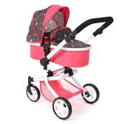 Bayer Chic 2000 Mika 2 in 1 Doll Stroller, Coral Butterfly Design, Foldable, Height Adjustable Handle from 47 to 80 cm, Modern Structure, Dolls up to 52 cm, 4-8 Years