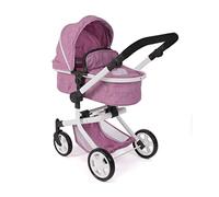 Bayer Chic 2000 - Mika Doll's Pram, 2-in-1 Combination Doll Pram for Children from 4 to 8 Years, Jeans Pink, 595-62, 73 x 41 x 82 cm