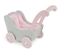 Bayer Chic 2000 Wooden Doll's Pram for Baby Dolls up to 54 cm, Wooden Doll's Pram, Sliding Height 43 cm, Puntos Grey