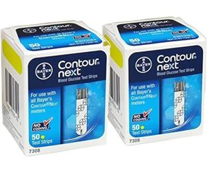 BAYER CONTOUR NEXT BLOOD GLUCOSE TEST STRIPS [100] (2x50) - EXP 2027