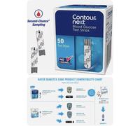 Bayer Blood Glucose Test Strips Contour Next - Compatible with Contour XT & USB Meters - 50 Pack