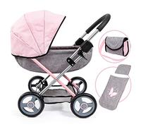 Bayer Design 12733AA Dolls Pram Cosy stroller, foldable, bag, blanket, pillow, underneath shopping basket