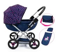 Bayer Design 12754AA Dolls Pram Cosy stroller, foldable, bag, blanket, pillow, underneath shopping basket