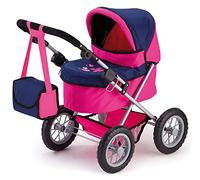 Bayer Design 13013AA Dolls Pram Trendy, stroller, foldable, height-adjustable handle, bag, Blue" Or "Pink