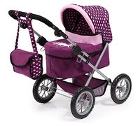 Bayer Design 13037AA Dolls pram stroller Trendy, height-adjustable handle, foldable, big wheels, bag, integrated basket - for girls and boys, 3+ age
