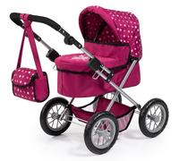 Bayer Design 13067AA Dolls pram stroller Trendy, height-adjustable handle, foldable, big wheels, bag, integrated basket - for girls and boys, 3+ age