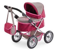 Bayer Design 13078AA Dolls pram Trendy, height-adjustable handle, foldable, big wheels, bag, integrated basket - for girls and boys, 3+ age