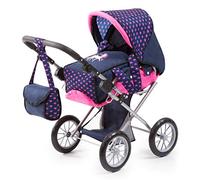Bayer Design 13654AA City Star in modern unicorn design, combi pram, with removable carrycot and shoulder bag, with adjustable handle, for dolls up to 46cm, blue pink