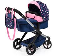 Bayer Xeo Doll Pram Navy Pink With Stars Convertible Doll Pushchair