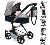 Bayer Design 18427AA Dolls Pram NEO Vario stroller, bag, convertible, foldable, adjustable handle, Pink
