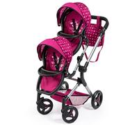 Bayer Design 26267AA Dolls Twin Pram height-adjustable handle, foldable, with bag and integrated shopping basket