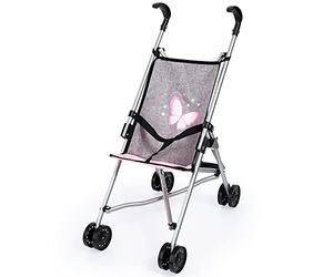 Bayer Design 30533AA Doll pushchair, umbrella stroller, integrated safety belt, double wheels, foldable, metal