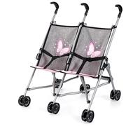 Bayer Design 30733AA Twin doll pushchair, foldable double doll stroller, double wheels, metal, for dolls up to 46 cm