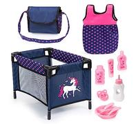 Bayer Design 61754AC Doll Accessories, baby doll bed, bag, sleeping bag, care set, bottle, dummy
