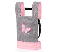 Bayer Design 62233AA Doll Carrier for Kids EasyCarry, Front and Back Portable, Grey, Pink, Butterfly