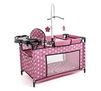 Bayer Design 62676AA Doll bed with integrated high chair, changing table, mobile, black, pink