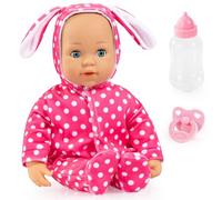 Bayer Design 93822AB Baby doll Anna, soft body, sleeping eyes, speaks, bottle, pacifier, 38 cm (15 inch)