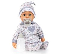 Bayer Design 93824CP Interactive baby doll, talking, soft body, dummy, bottle, 38 cm