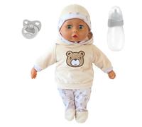 Bayer Design 93824CW Interactive baby doll, talking, soft body, sleeping eyes, cute outfit, dummy, bottle, 38 cm