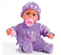 Bayer Design 93826AF Interactive baby doll, talking, soft body, sleeping eyes, cute outfit, dummy, bottle, 38 cm