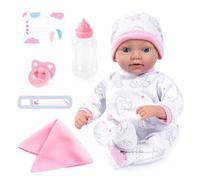 Bayer Design 93827AB Reborn baby doll, realistic, lifelike, new born, with dummy, bottle, blanket