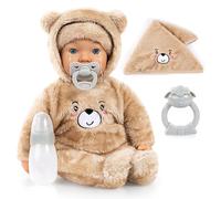 Bayer Design 94230AB Baby doll, cries real tears, with sleepy eyes, soft body, accessories, 42 cm - for boys and girls