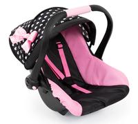 Bayer Design Dolls: Deluxe Car Seat: Hearts Black & Pink - Pretend Play Accessory for Dolls/Plushes Up to 18"""" Ages 3+ Large
