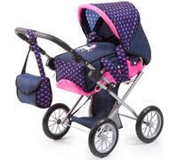 Bayer Design 13654AA City Star in modern unicorn design, combi pram, with removable carrycot and shoulder bag, with adjustable handle, for dolls up to 46cm, blue pink
