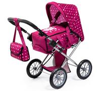 Bayer Design Dolls pram City Star with bag and adjustable handle | stroller foldable, removable carrycot, transformable to a pushchair, big wheels, integrated basket, for dolls up to 46 cm