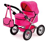 Bayer Design Dolls pram Trendy with bag, height-adjustable handle, foldable | dolls stroller with big wheels, integrated basket, foldable, suitable for dolls up to 46 cm, for girls and boys, 3+ ages