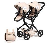 Bayer Design Dolls pram Twin Neo with bag, height-adjustable handle | double stroller with seats separate placeable and adjustable angle, swivelling front wheels, integrated basket, foldable