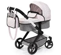 Bayer Design Dolls: Pram Xeo - Gray & White Stars - Accessory for Dolls Up to 18"" Shoulder Bag Convertible to Pushchair Foldable Kids Toy Ages 3