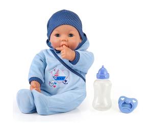 Bayer Design Interactive doll Hello Baby Boy, talking, moves mouth | pacifier, bottle, 46cm