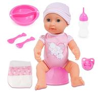 Bayer Design Piccolina New Born Baby Doll, sleeping eyes, hard body, drink and wet, accessories, Soft Pink, 40 cm (B2894071)